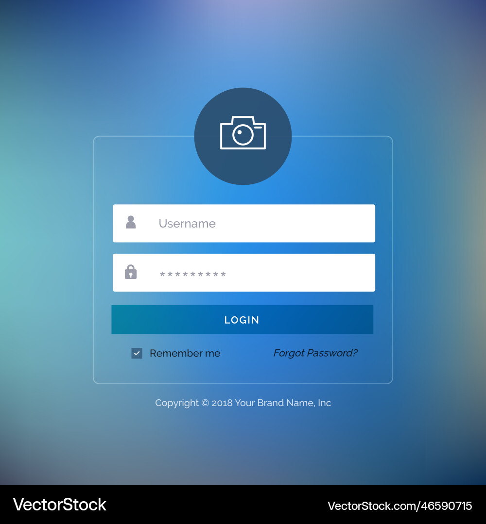 Elegant ui login form design on blurred background Vector Image