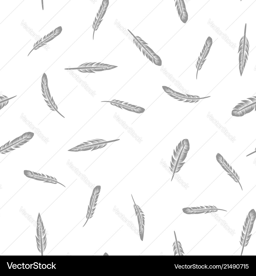Grey feathers seamless pattern Grey feathers seamless pattern vector image