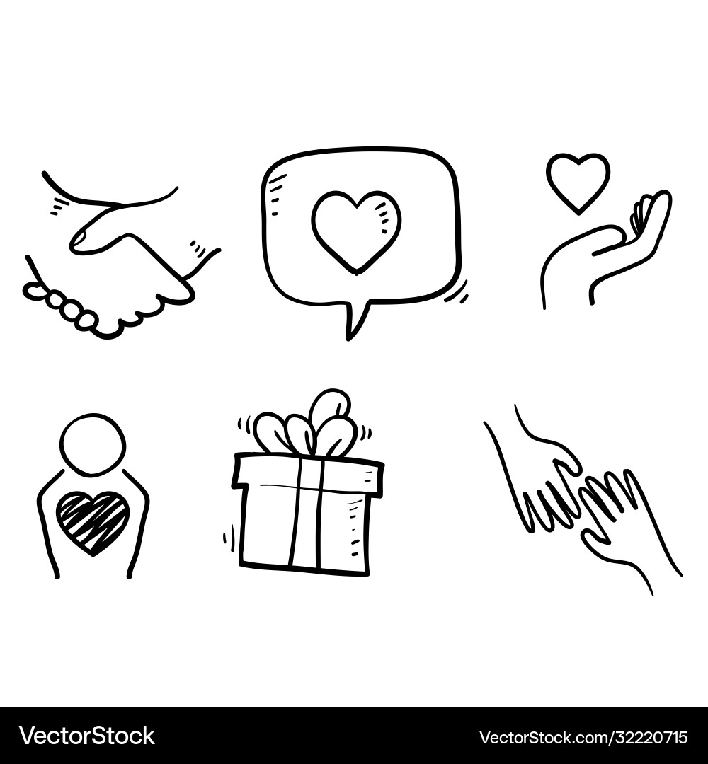 Hand drawn friendship and love doodle icons Hand drawn friendship and love doodle icons vector image
