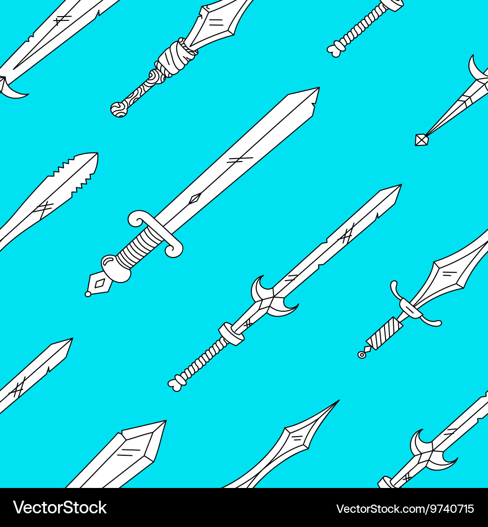 Hand drown pattern with swords vector image