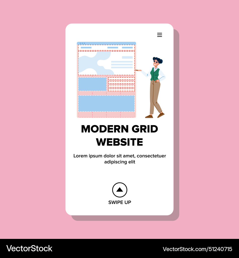 Interactive modern grid website Interactive modern grid website vector image