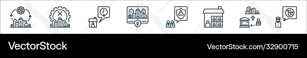 Lockdown line icons linear set quality Lockdown line icons linear set quality vector image