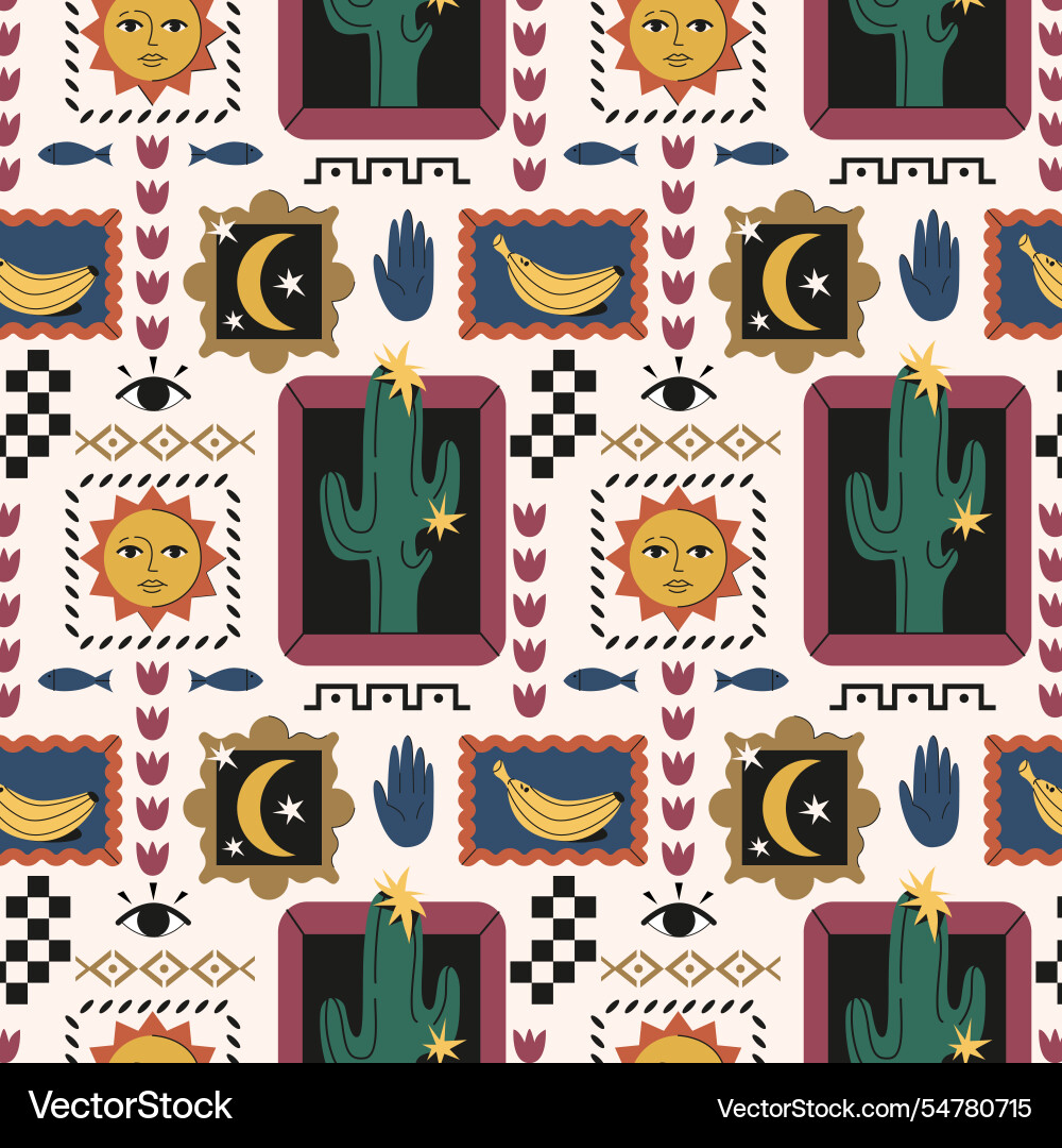 Magic seamless pattern repeating patchwork Magic seamless pattern repeating patchwork vector image