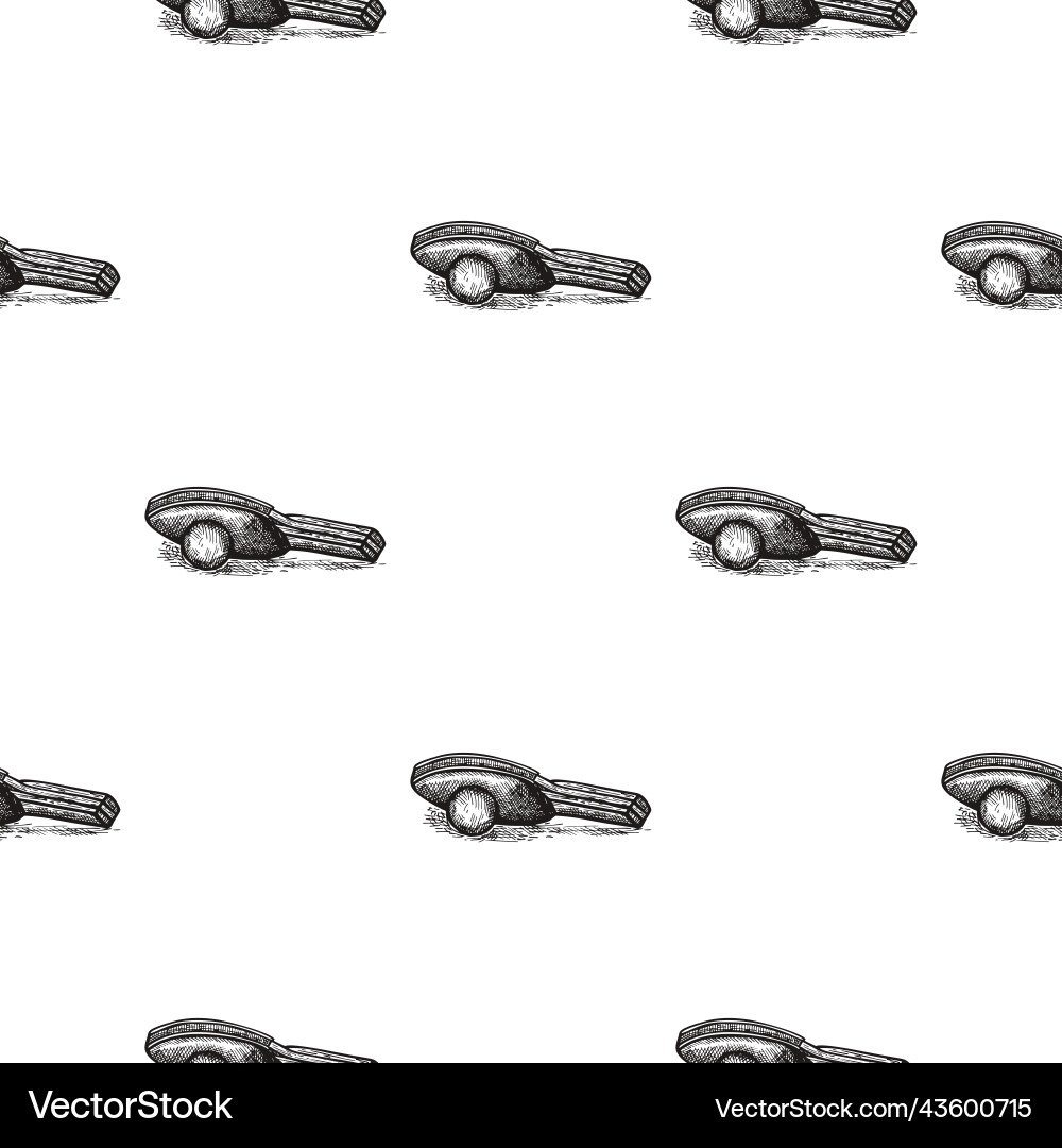 Ping pong racket engraved seamless pattern Vector Image