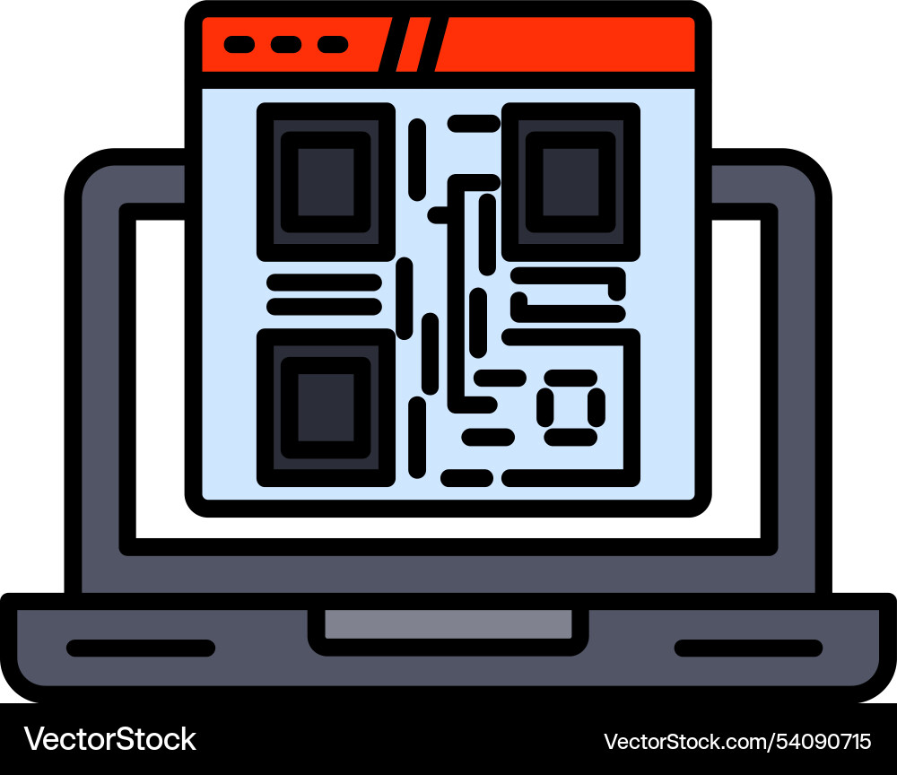 Qr code line filled icon design vector image