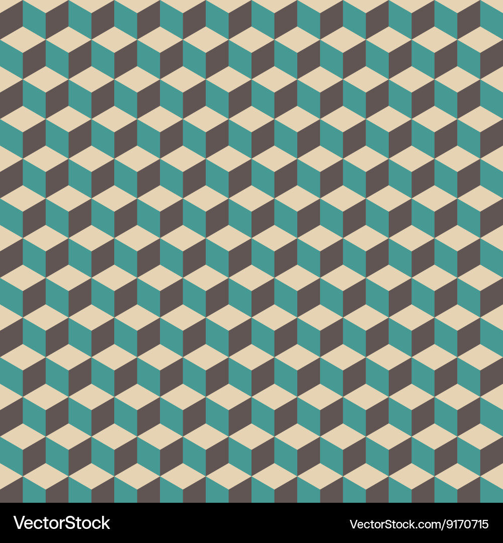 Retro Cube Pattern - 3D Geometric vector image