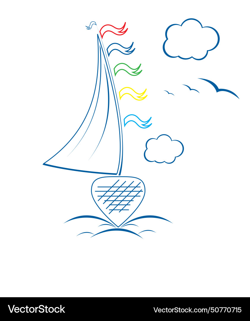 Sailing ship in the ocean with clouds format Sailing ship in the ocean with clouds format vector image