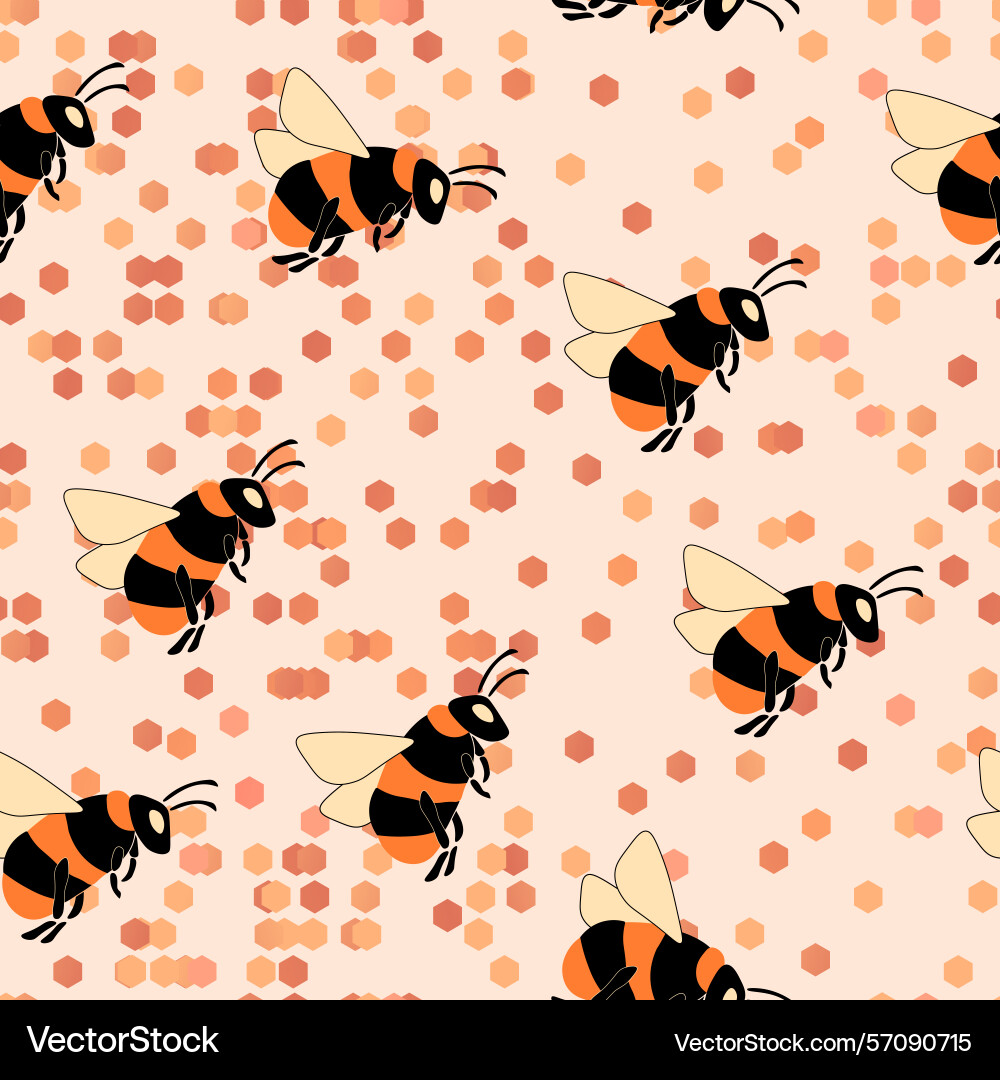 Seamless pattern with bees small wasp Seamless pattern with bees small wasp vector image
