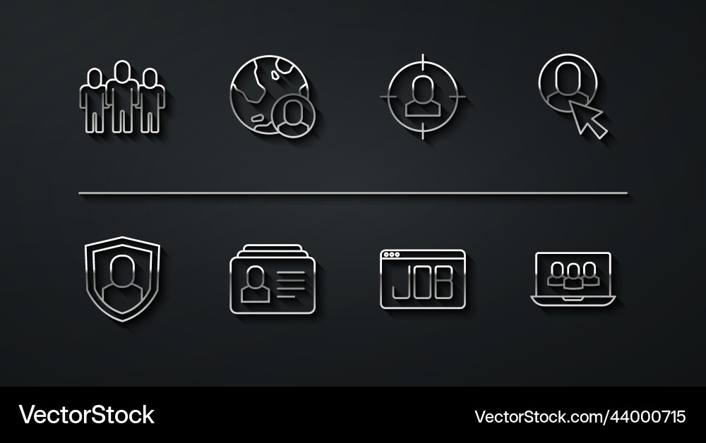 Set line project team base user protection worker Set line project team base user protection worker vector image