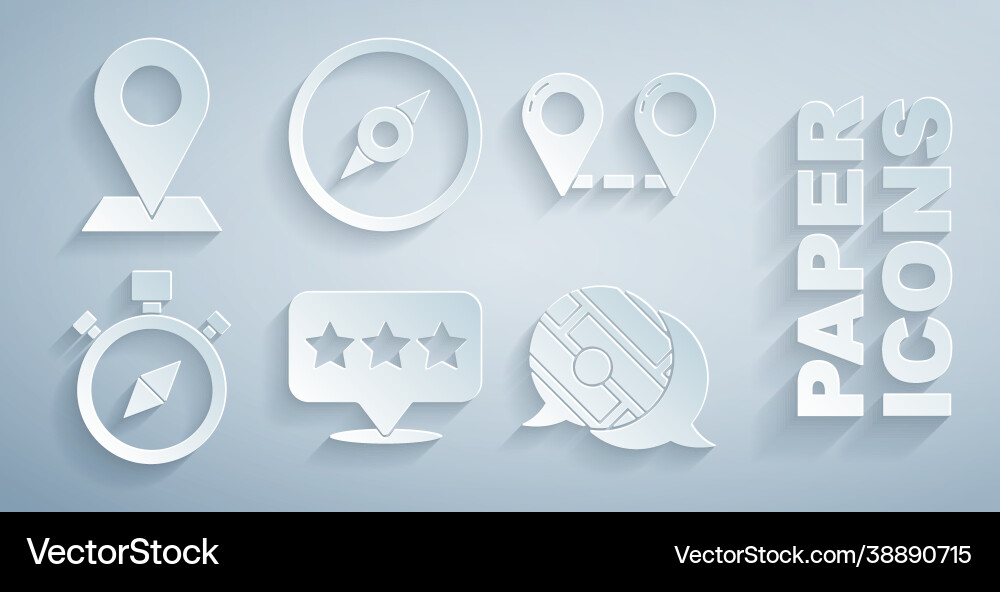 Set map pointer with star route location compass Set map pointer with star route location compass vector image
