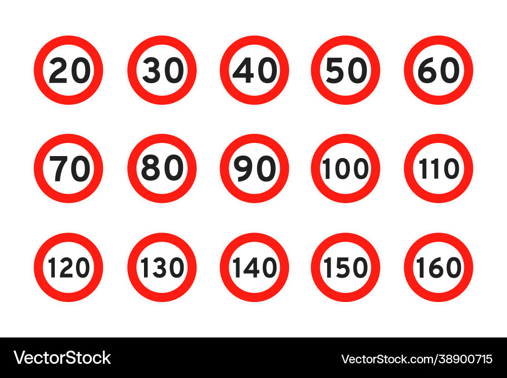 Speed Limit Signs - Km/h Royalty Free Vector Image
