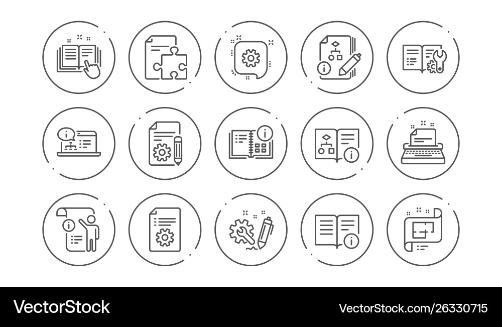Technical documentation line icons instruction Vector Image