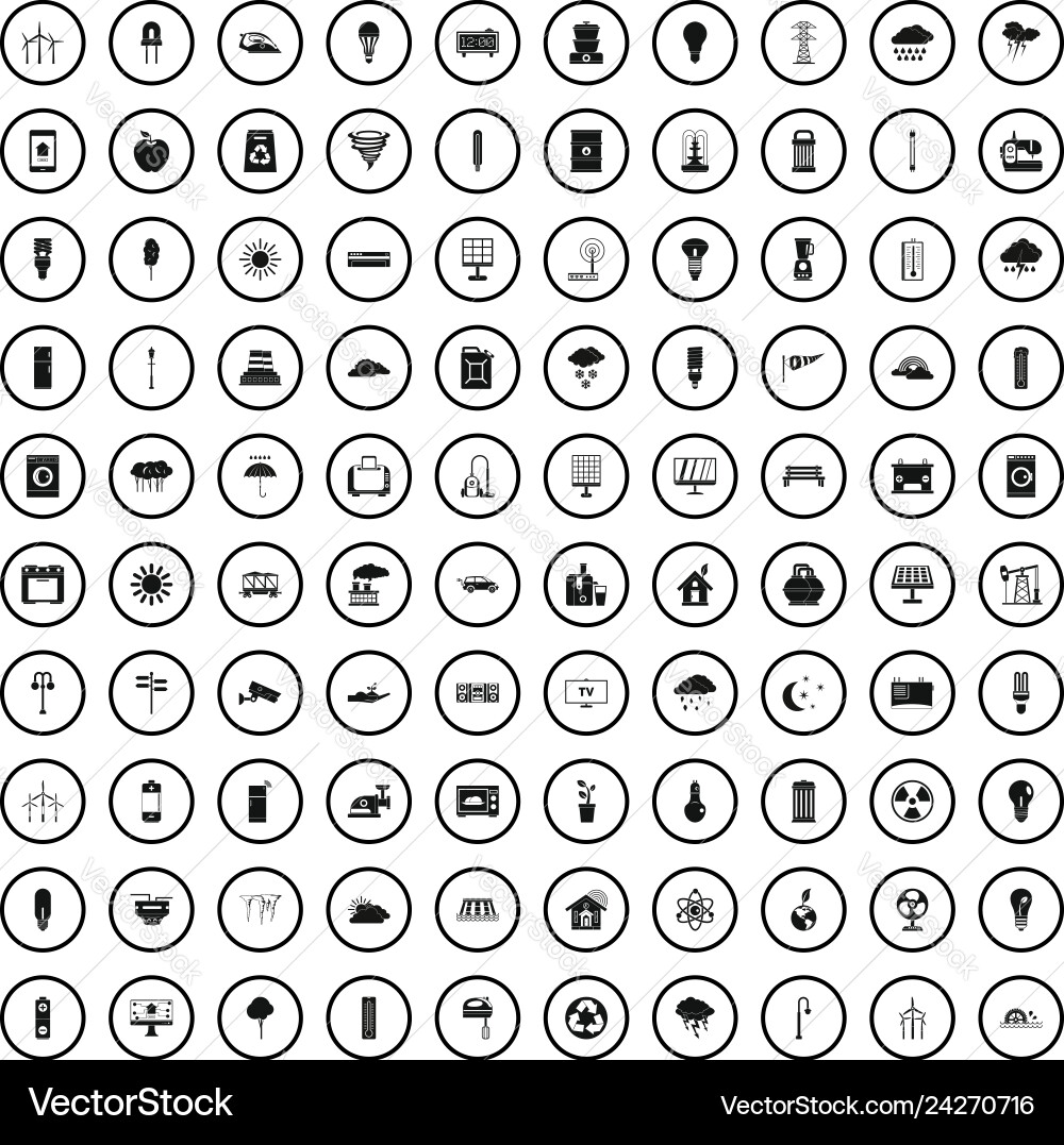 100 windmills icons set simple style 100 windmills icons set simple style Vector Image
