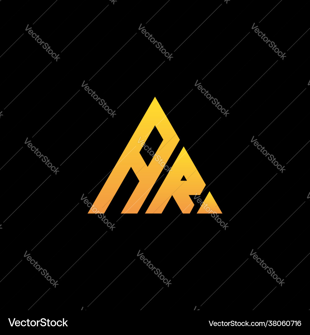 A r monogram initial logo with yellow triangle A r monogram initial logo with yellow triangle vector image