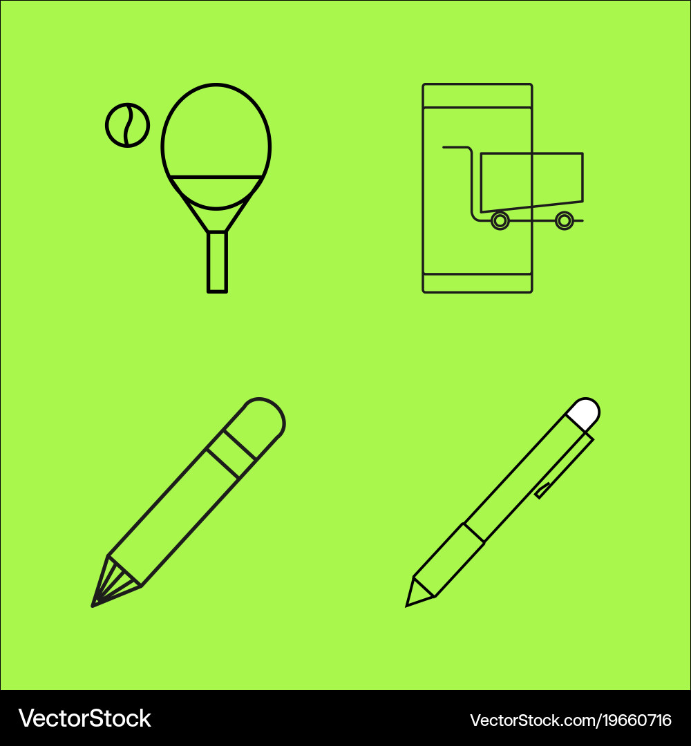 Basic content simple linear outline icon set vector image