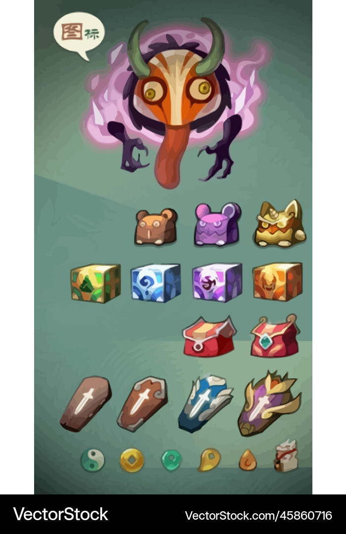 Complete set of level button game ui pop-up icon vector image