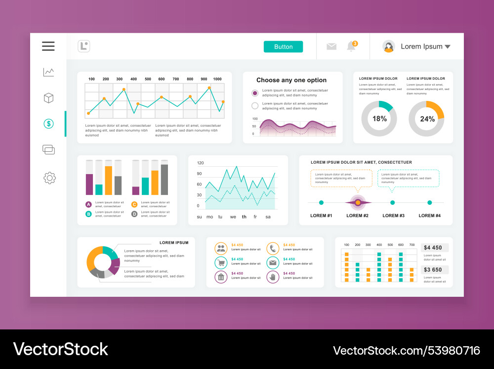 Dashboard admin panel design template vector image