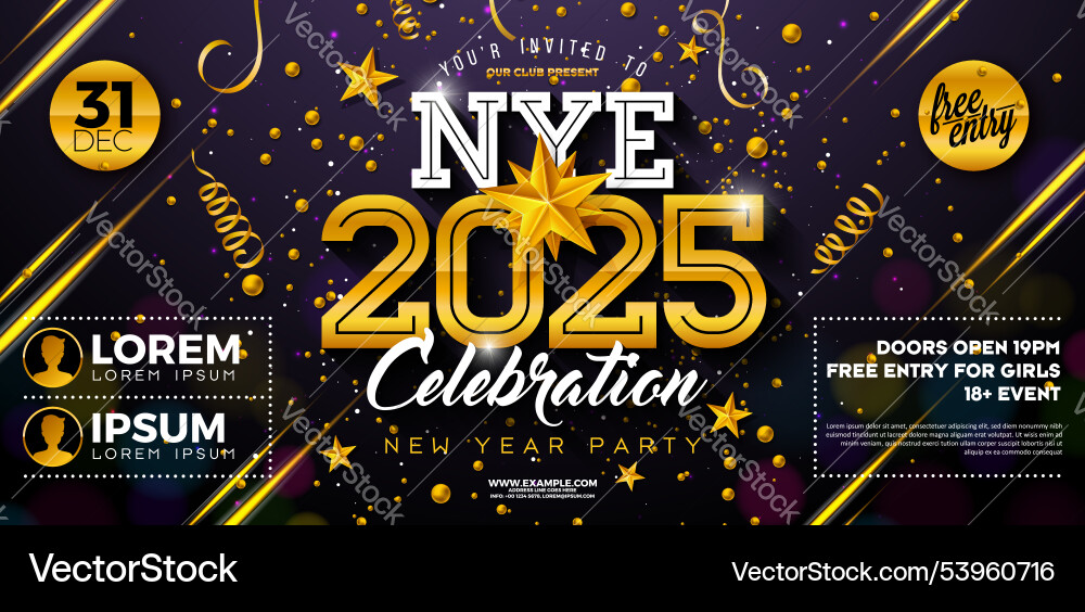 Happy new year 2025 party celebration banner Happy new year 2025 party celebration banner vector image