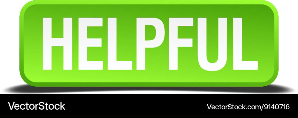 Helpful green 3d realistic square isolated button vector image