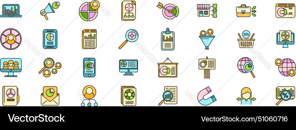 Market segmentation icons set color line Market segmentation icons set color line vector image