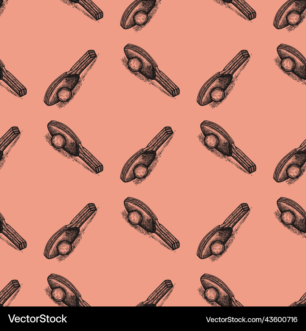 Ping pong racket engraved seamless pattern Vector Image