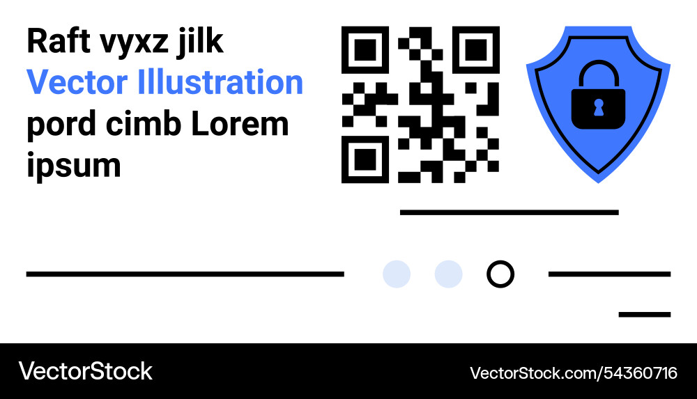 Qr code with security shield placeholder text Qr code with security shield placeholder text Vector Image