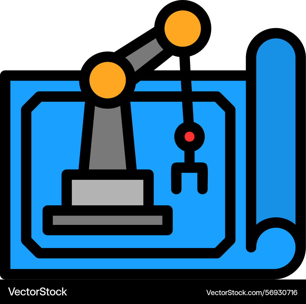 Robot blueprint line filled style icon design vector image