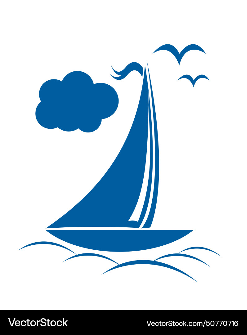 Sailing ship in the ocean with clouds format Sailing ship in the ocean with clouds format vector image