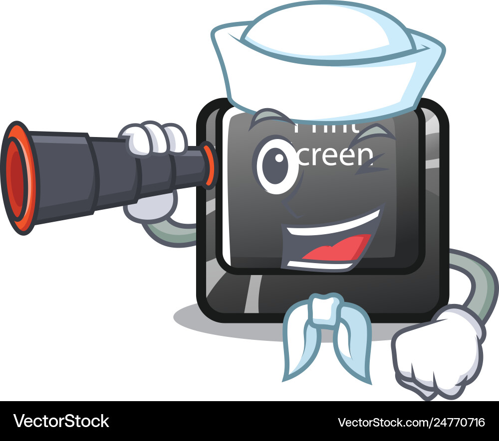 Sailor with binocular button print screen isolated vector image