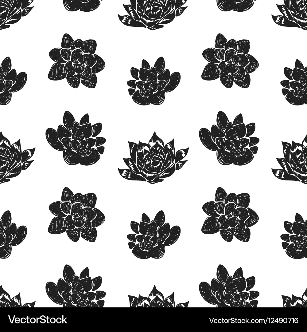 Seamless pattern with succulent cactus vector image