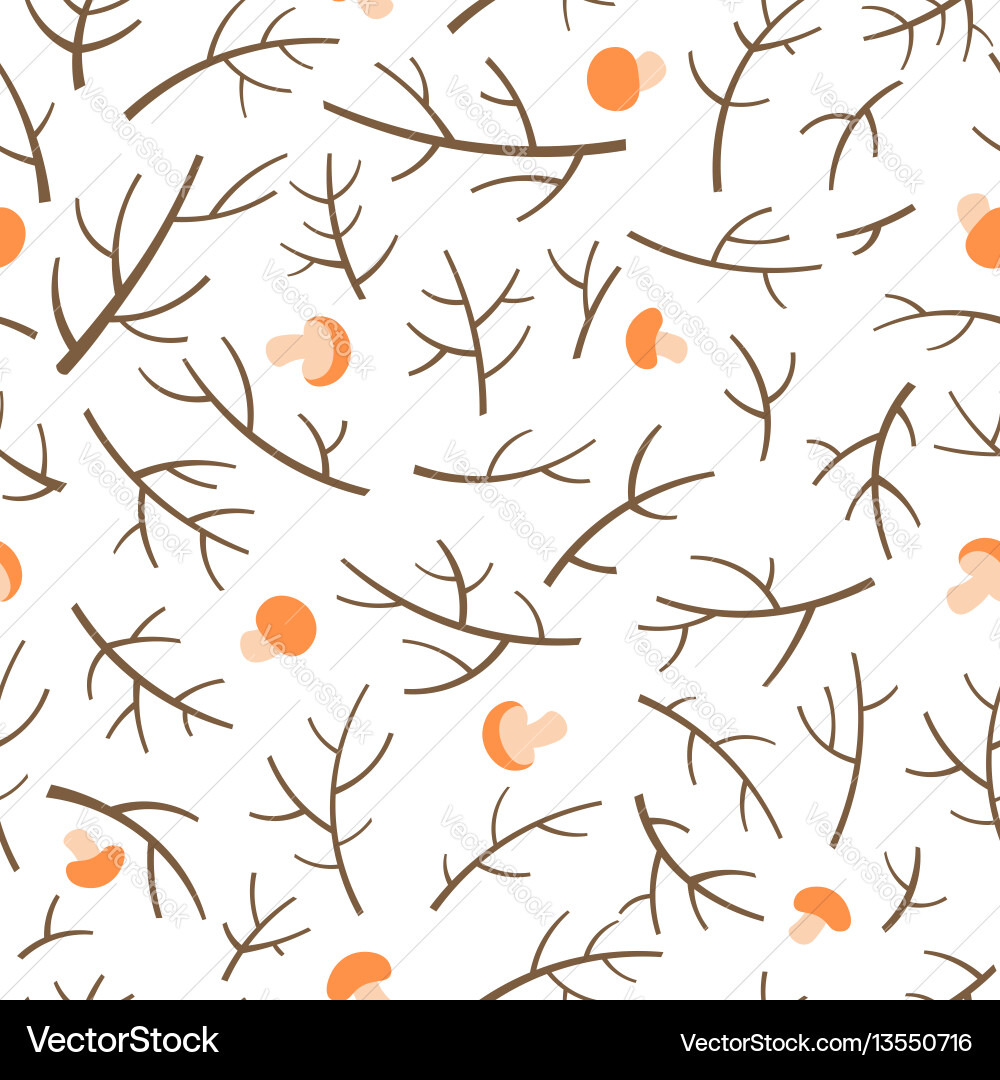 Seamless pattern with tree branch and mushrooms Seamless pattern with tree branch and mushrooms vector image