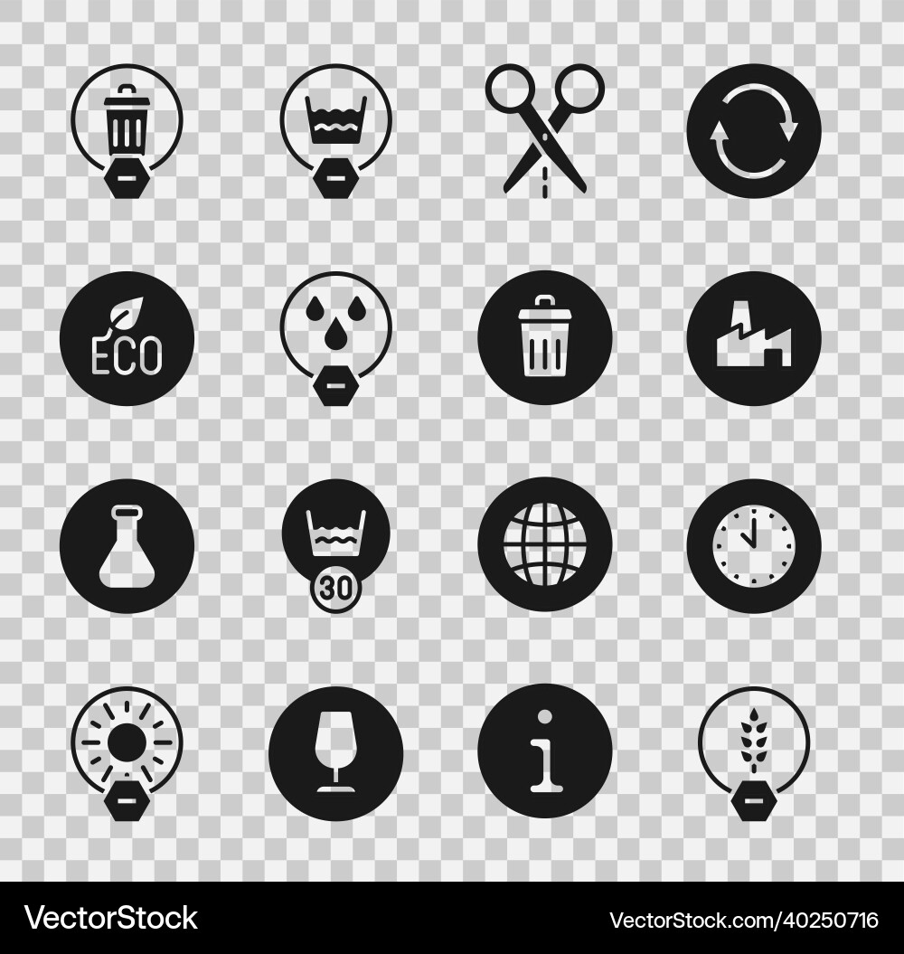 Set gluten free grain clock factory production Set gluten free grain clock factory production vector image