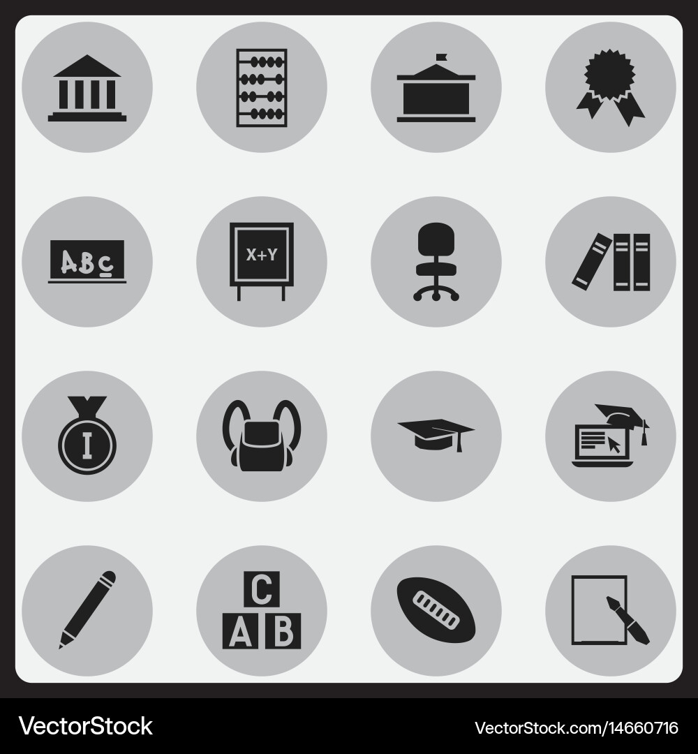 Set of 16 editable university icons includes vector image