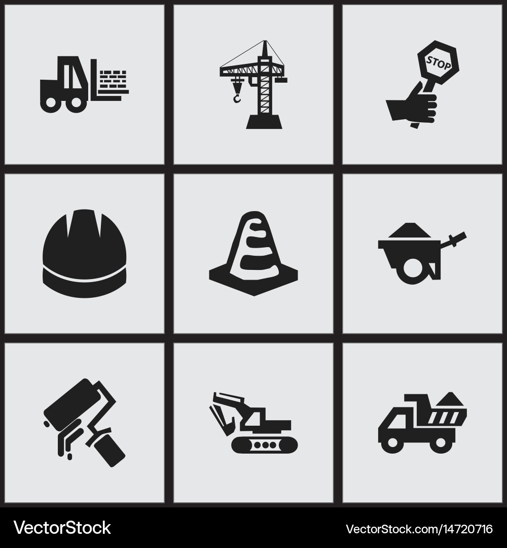 Set of 9 editable structure icons includes Vector Image