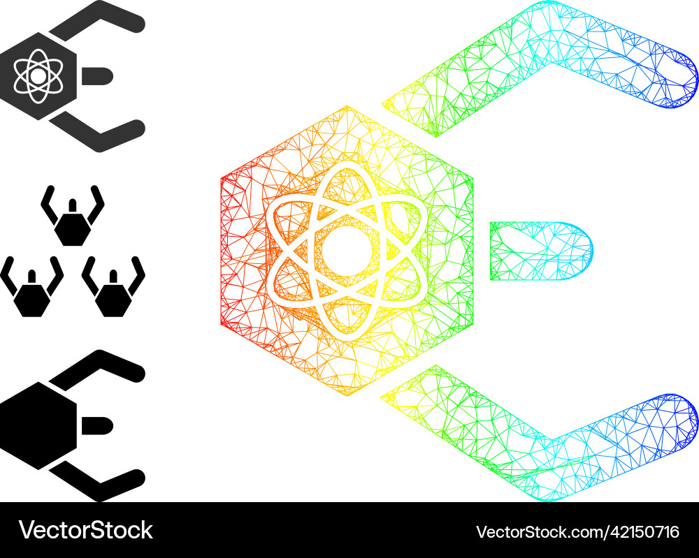 Spectrum gradient network mesh atomic bot icon Spectrum gradient network mesh atomic bot icon vector image