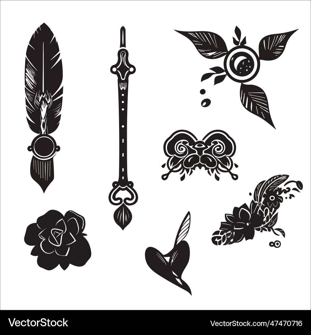 Tattoo set Royalty Free Vector Image - VectorStock