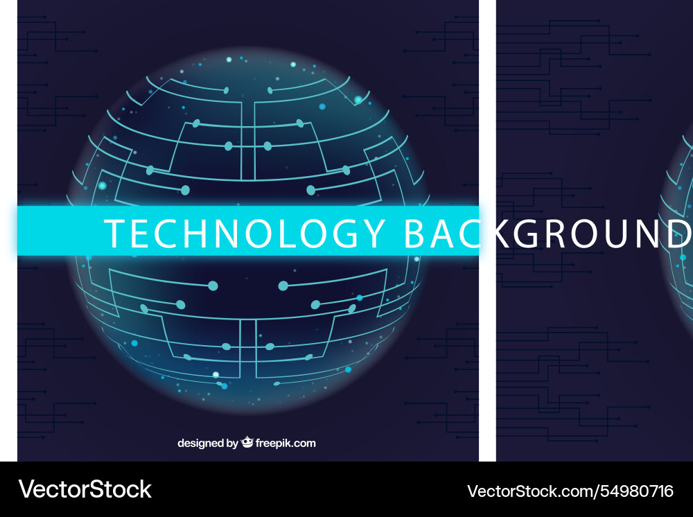 Technology background with sphere and circuits Vector Image