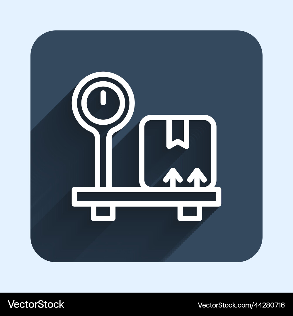 White line scale with cardboard box icon isolated Vector Image