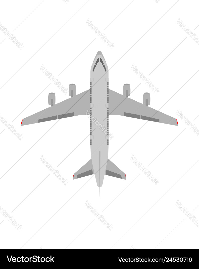 White Passenger Airplane - Top View Vector Image