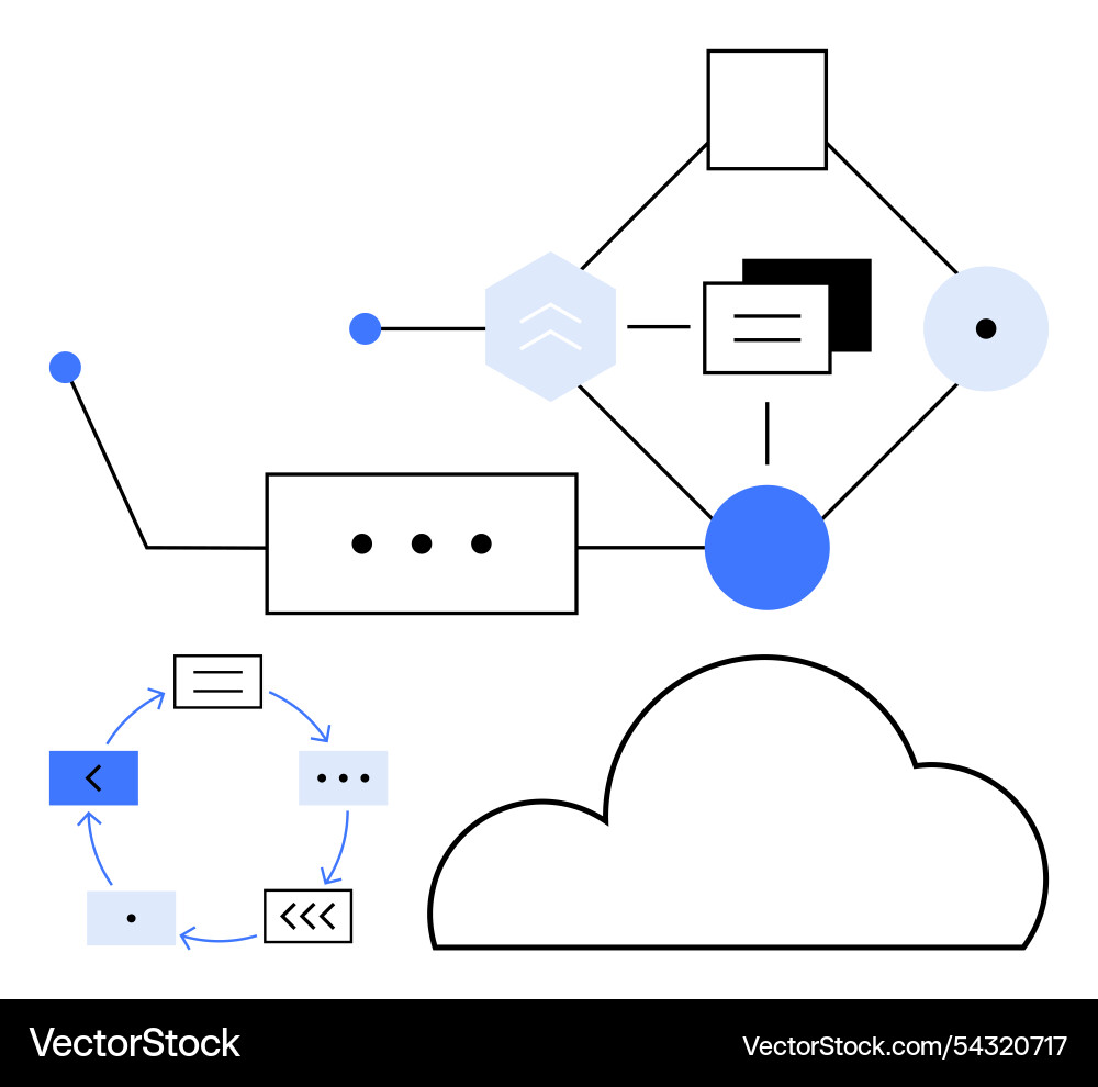 Abstract diagram representing cloud data flow Abstract diagram representing cloud data flow vector image