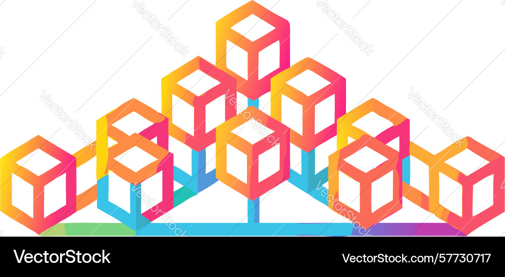 Abstract pixelated 3d cube structure design vector image