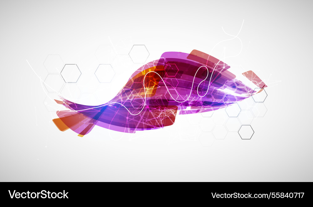 Abstract wave of rectangles with plexus elements Vector Image