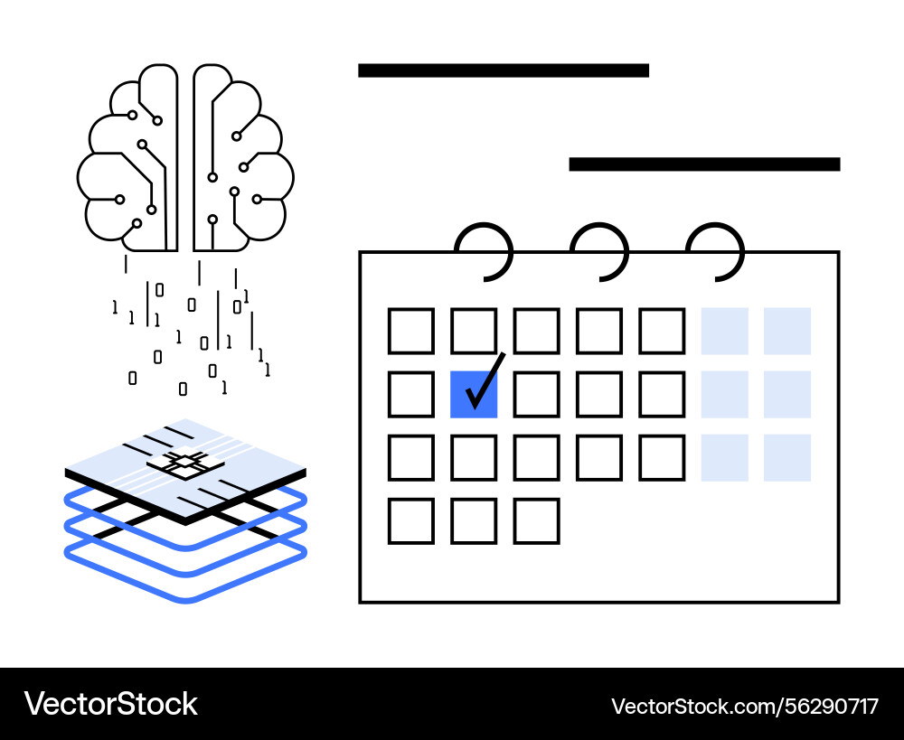 Ai integration with calendar for task scheduling Ai integration with calendar for task scheduling vector image