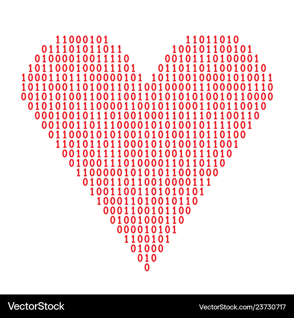 Binary Heart Code vector image