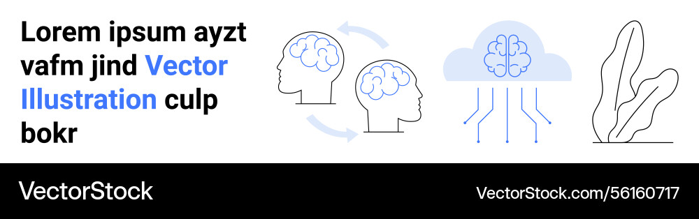 Brain exchange concepts with cloud and abstract Brain exchange concepts with cloud and abstract vector image