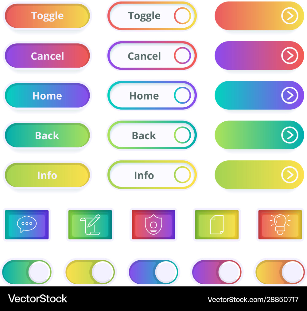 Colorful Gradient Buttons UI vector image