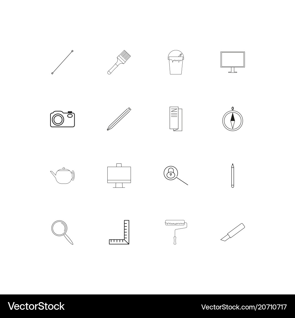 Creative process and design simple linear icons vector image