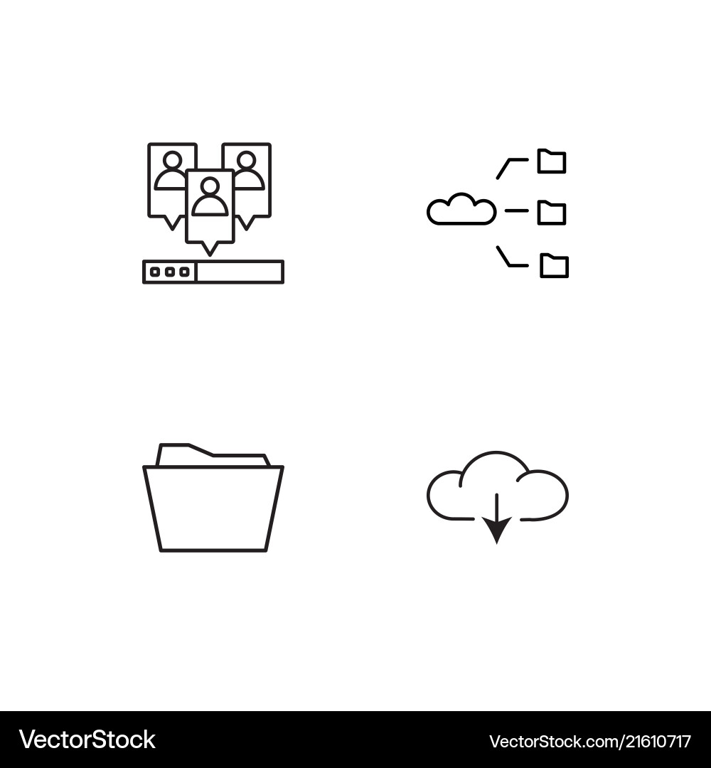 Data analytics linear icons set simple outline vector image