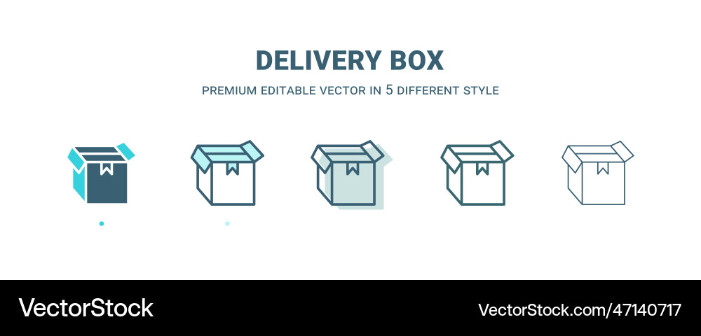 Delivery box icon in 5 different style outline Delivery box icon in 5 different style outline vector image