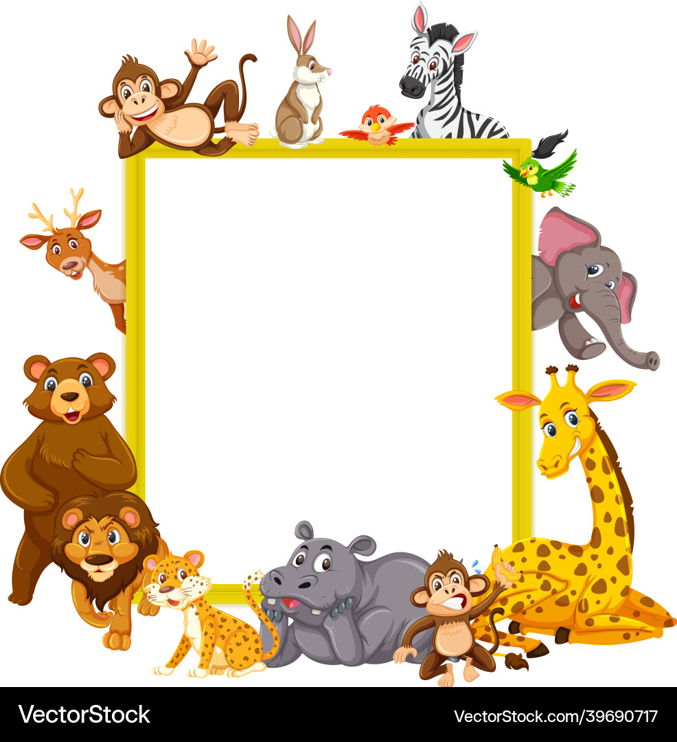 Empty banner with many different wild animals Empty banner with many different wild animals vector image